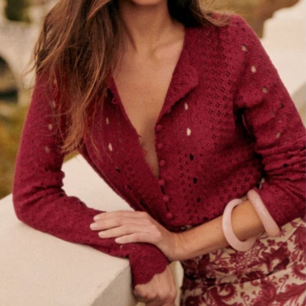 Sezane Burgundy Women's Cardigan